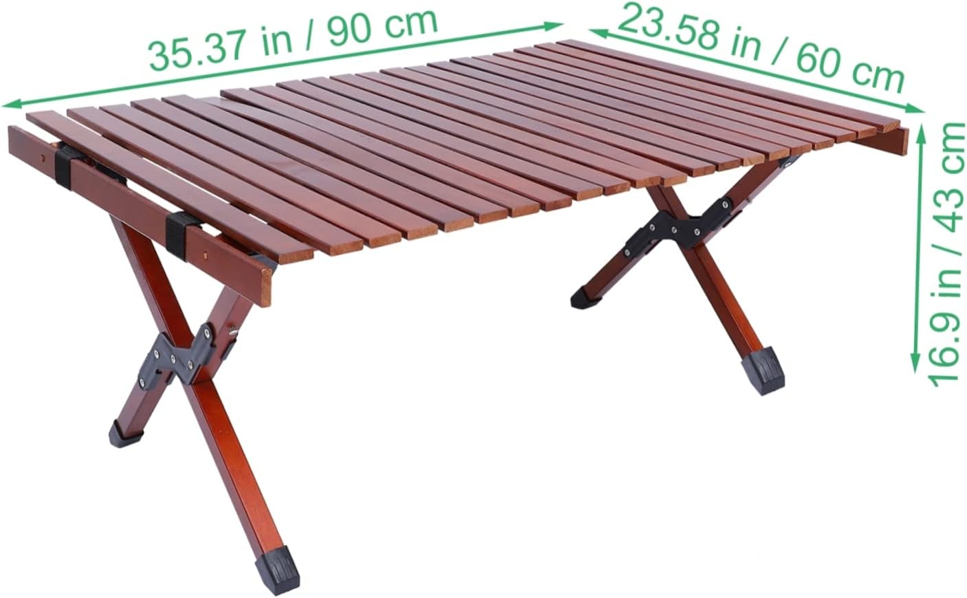Portable Wooden Folding Table Lightweight Durable Camp Table for Outdoor Picnics Bbqs and Backyard Gatherings Walnut Color