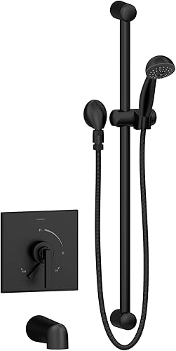 Symmons S-3604-H321-V-BBZ-1.5-TRM Duro - Manija individual con 1 rociador y ducha de mano en bronce cepillado, 1.5 GPM (válvula no incluida)