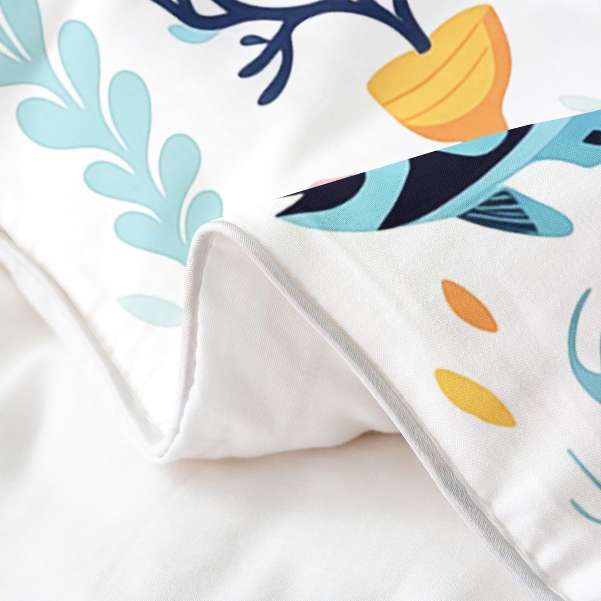 Feelyou Boys Girls Ocean Fish Bedding Set Full Size, Sealife Duvet Cover 100% Cotton Kids Cute Cartoon Fish Comforter Cover Nature Marine Animal Teens Bedspread Cover Bed Set with 2 Pillow Case
