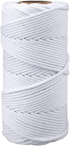 jijAcraft Cordón de macramé de algodón de 0.157 in x 328 pies, suministros de cuerda de algodón de colores, cuerda de macramé para macramé y tejido,
