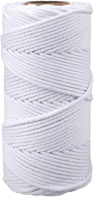 jijAcraft 4MM Cotton Macrame Rope Cord for Crafts,100M White Cotton Macrame Craft String for Wall Hanging Plant Hanger Knitting