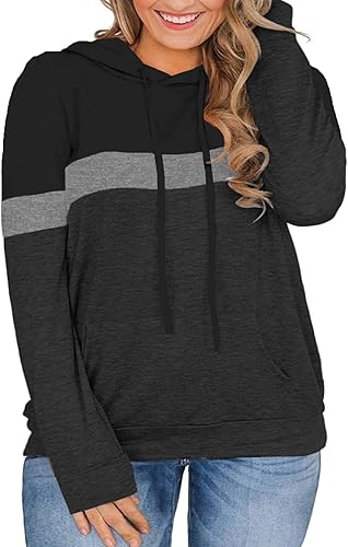 Miniatura 3 de VISLILY - Sudaderas con capucha para mujer, talla grande, con bloques de color y bolsillos, talla XL a 4XL