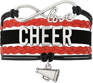Infinity Collection - Cheer Charm Bracelet - Infinity Love Adjustable Jewelry in Team Colors, Cheer Jewelry and Accessories, Gift for Cheerleaders and Teams