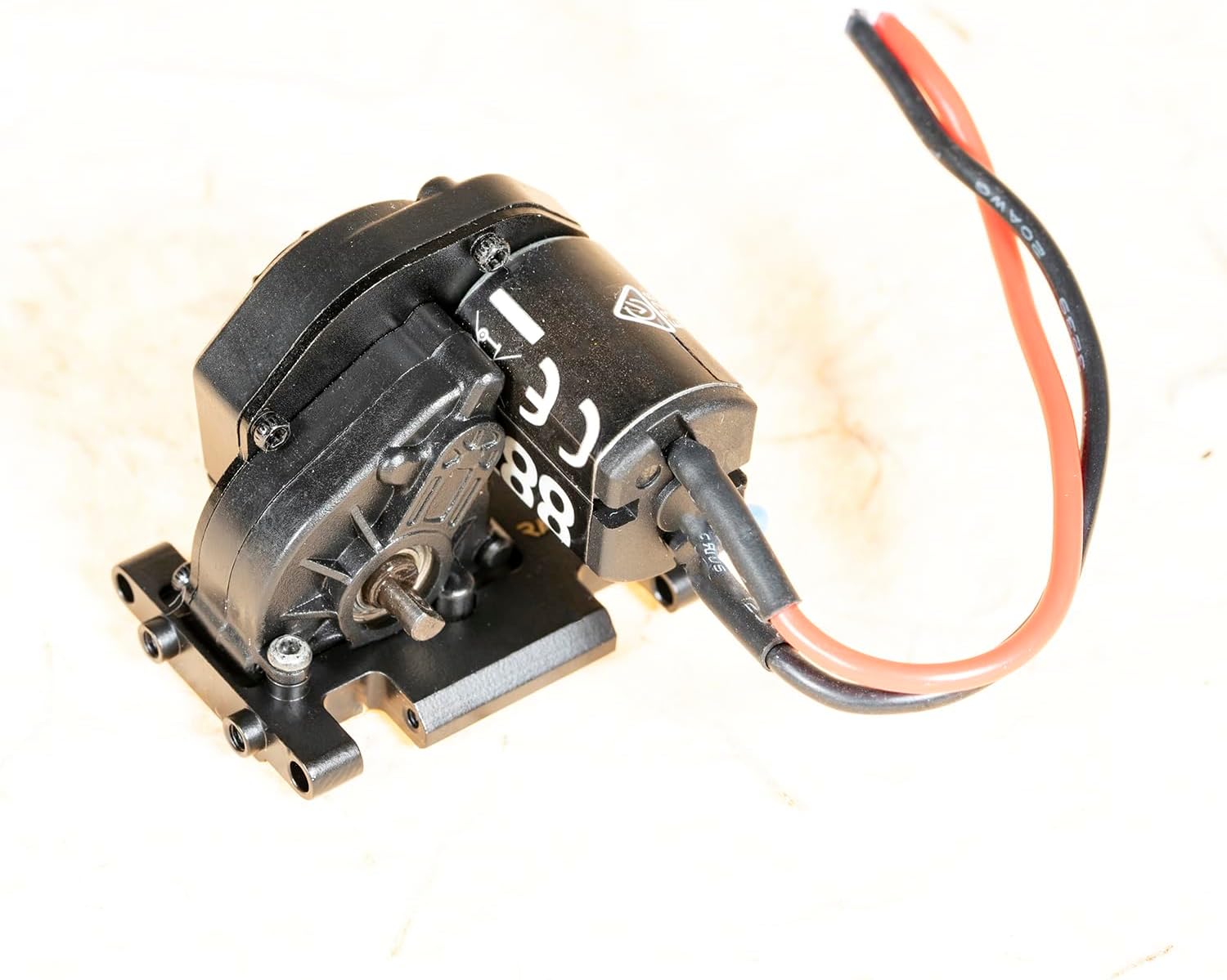 RampCrab Skid Plate Transmission Mount for AX24, Black Coating, Brass Mount for AX24 XC-1, 21 Grams, Upgrades Parts for 1/24 RC Crawler Car