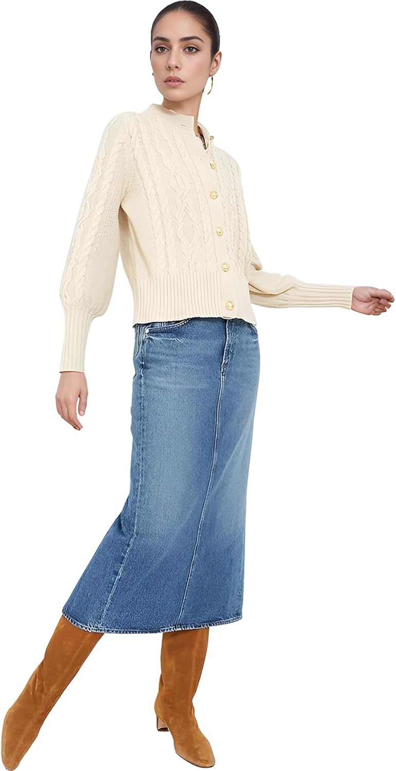 PEHMEA Womens Short Cardigan Sweaters, Soft Twist Knit Fall Winter Chunky Open Front Button Sweaters for Women - Image 5