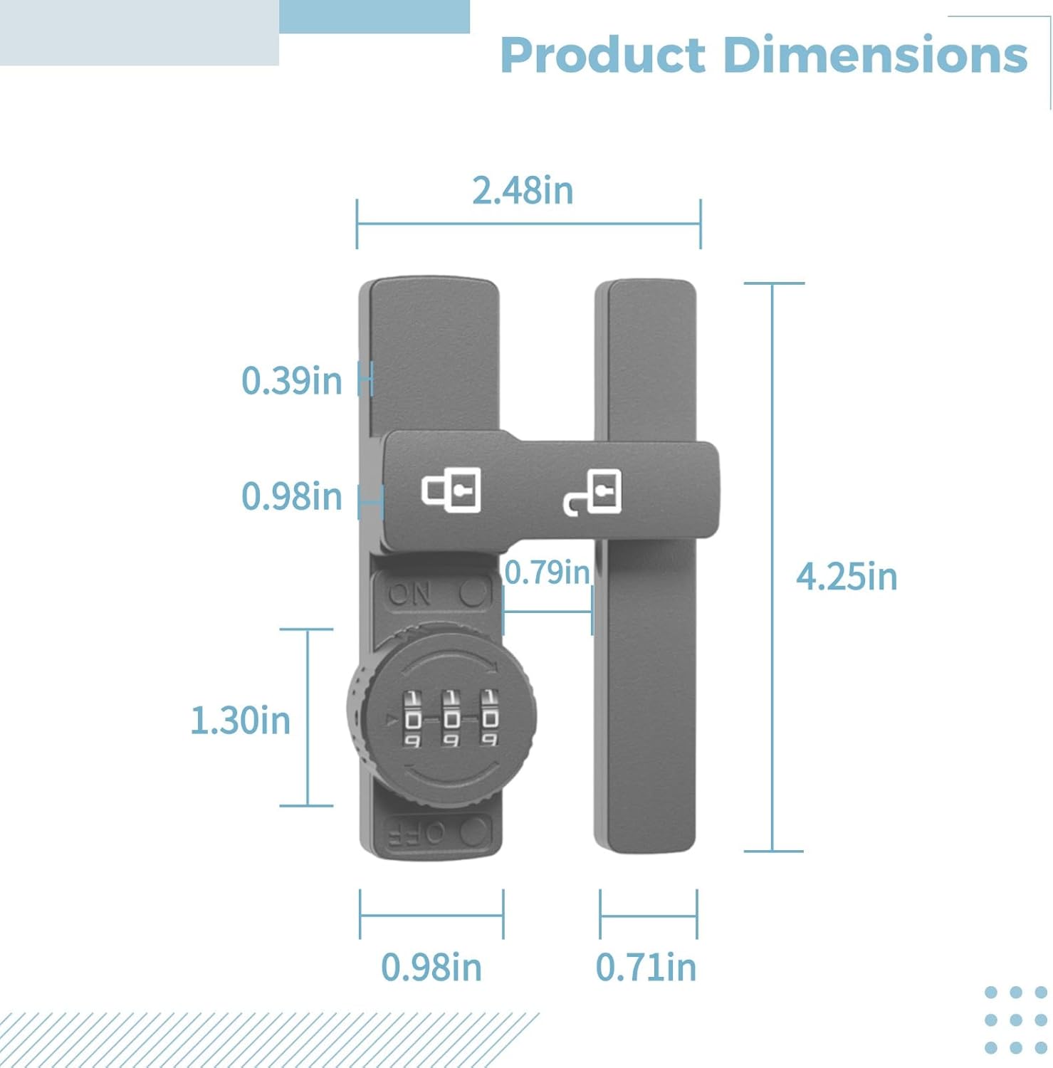 Password Sliding Barn Door Lock, Keyless Latch with Code, Zinc Alloy Anti-Theft Security for Bedrooms and Sheds, Easy Installation, Gray
