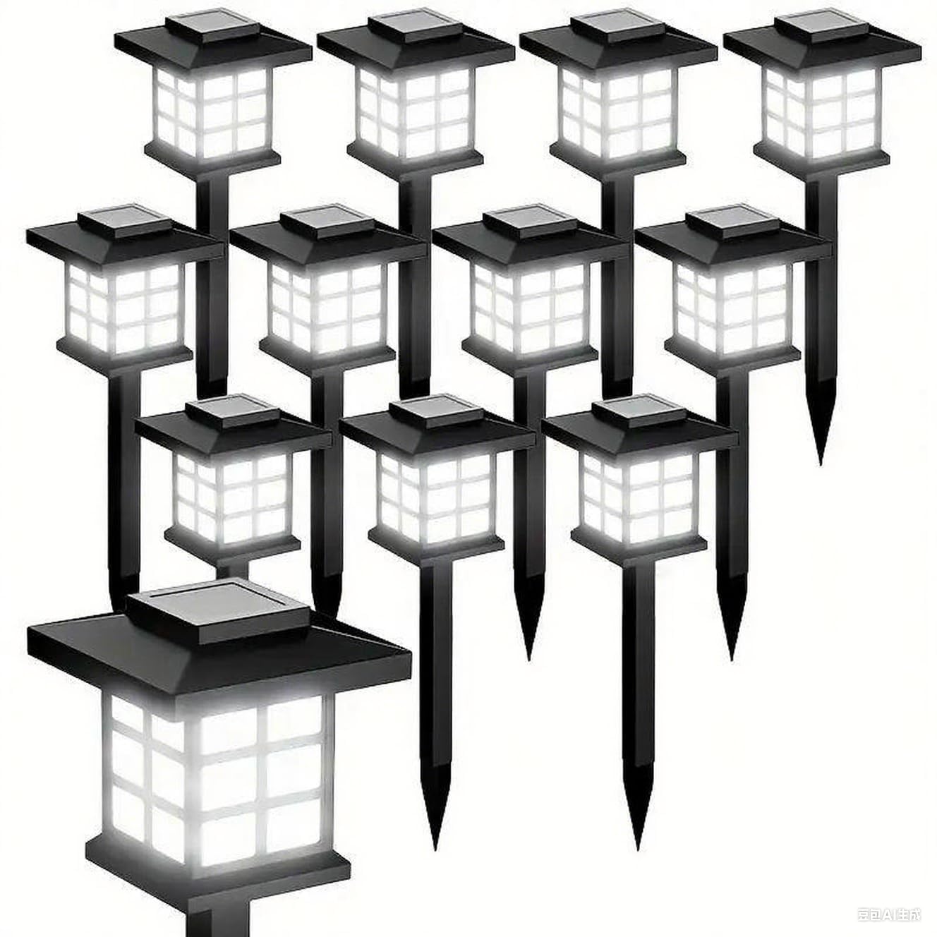 12 Sets, of Outdoor Solar Lights, IP44 Waterproof, Suitable for Path and Patio Decoration, Available in Both White Light and Warm Light Options. (White 12 Packs)