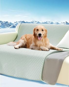 Lekereise Cooling Mat for Dogs - Self-Dog Cooling Mat Indoor, Pressure-Activated Cold Blanket for Sofa, Floor & Car, Crate, 27.6"x 69", Green