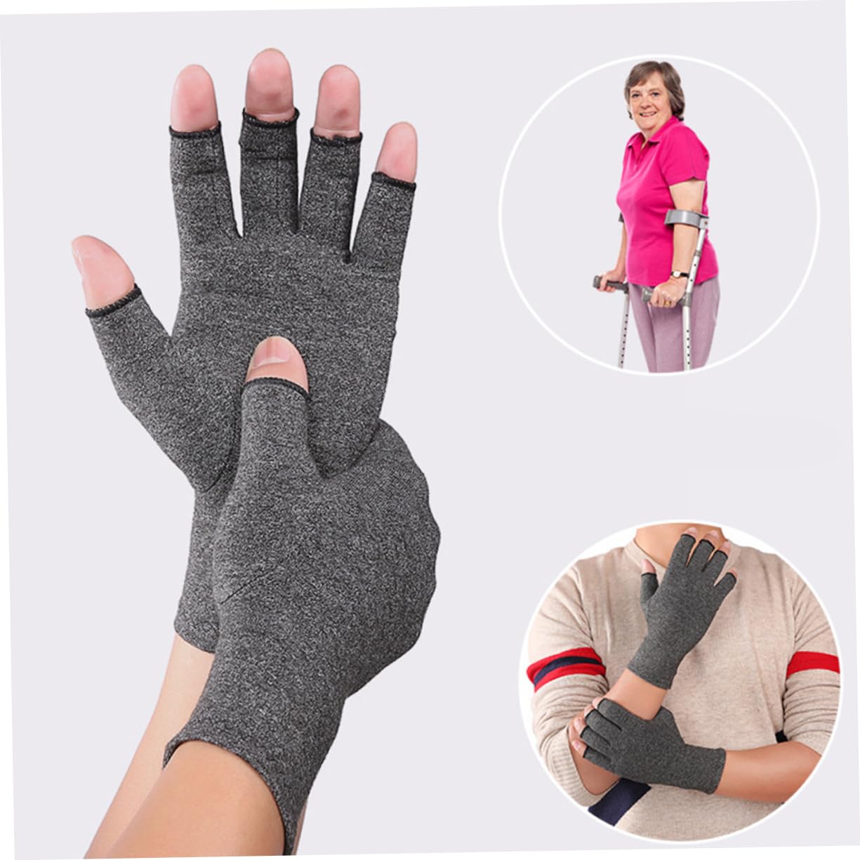 GOOHOCHY Hand Compression Gloves 1 Pair Compressive Sports Gloves Breathable Gloves for Training Gloves for Half Finger Indoor Gloves Care Thumb Stiffness Gloves