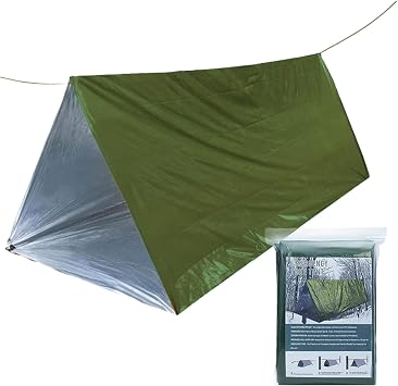 Camping Tent - Compact 2 Person Survival Shelter | Waterproof, Wind-Resistant Thermal Tent with Sleeping Bag, Blanket, and Tarp Gear for Hiking, Mountaineering, Outdoor Activities