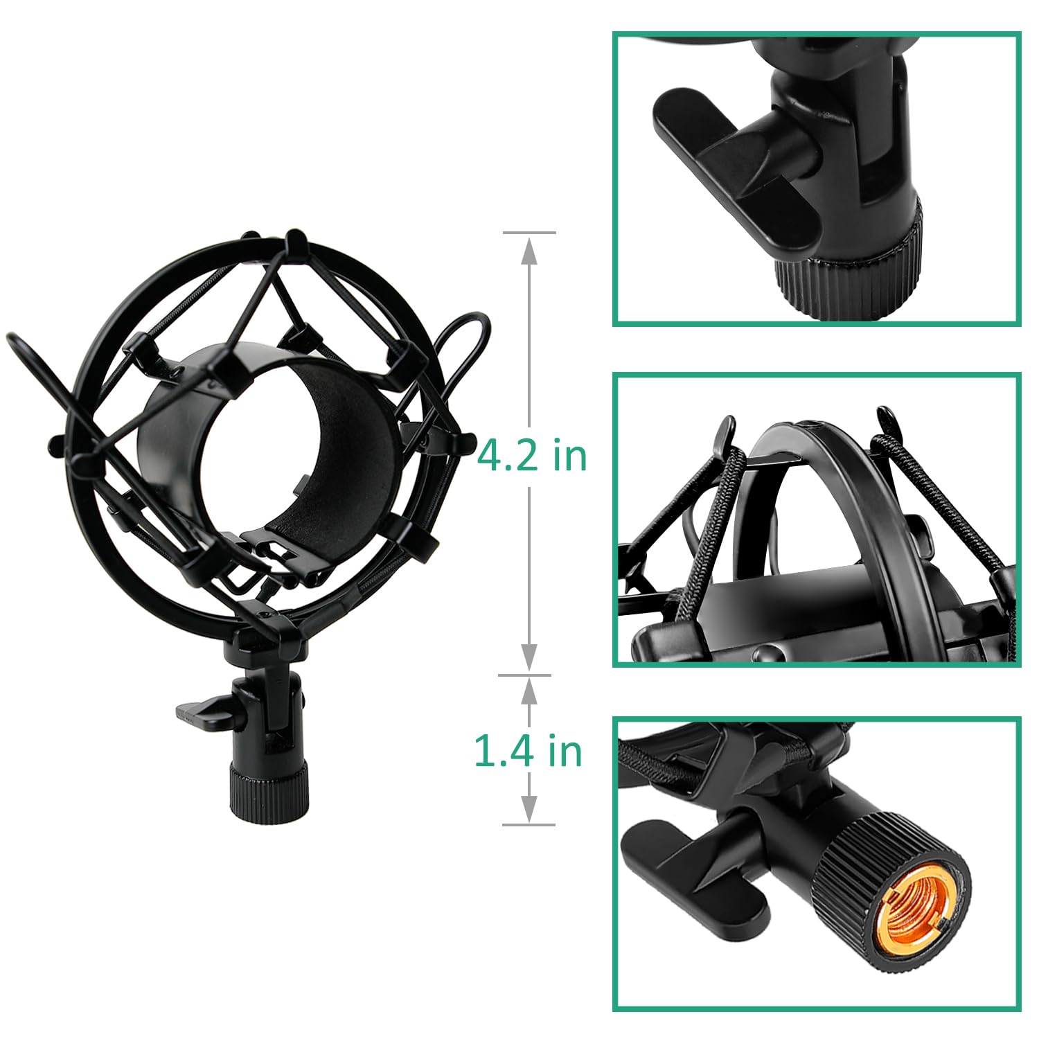 Support de Microphone AT2020 Réglable avec Suspension Antichoc, Filtre Anti-pop, Base Lestée Métal pour Audio Technica AT2020