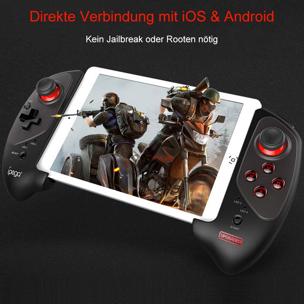 Megadream Mobile Gaming Controller für iPad/Tablets (bis zu 11 zoll), Wireless Bluetooth Gamepad für iOS/Android/PC, Direct Play (Schwarz)