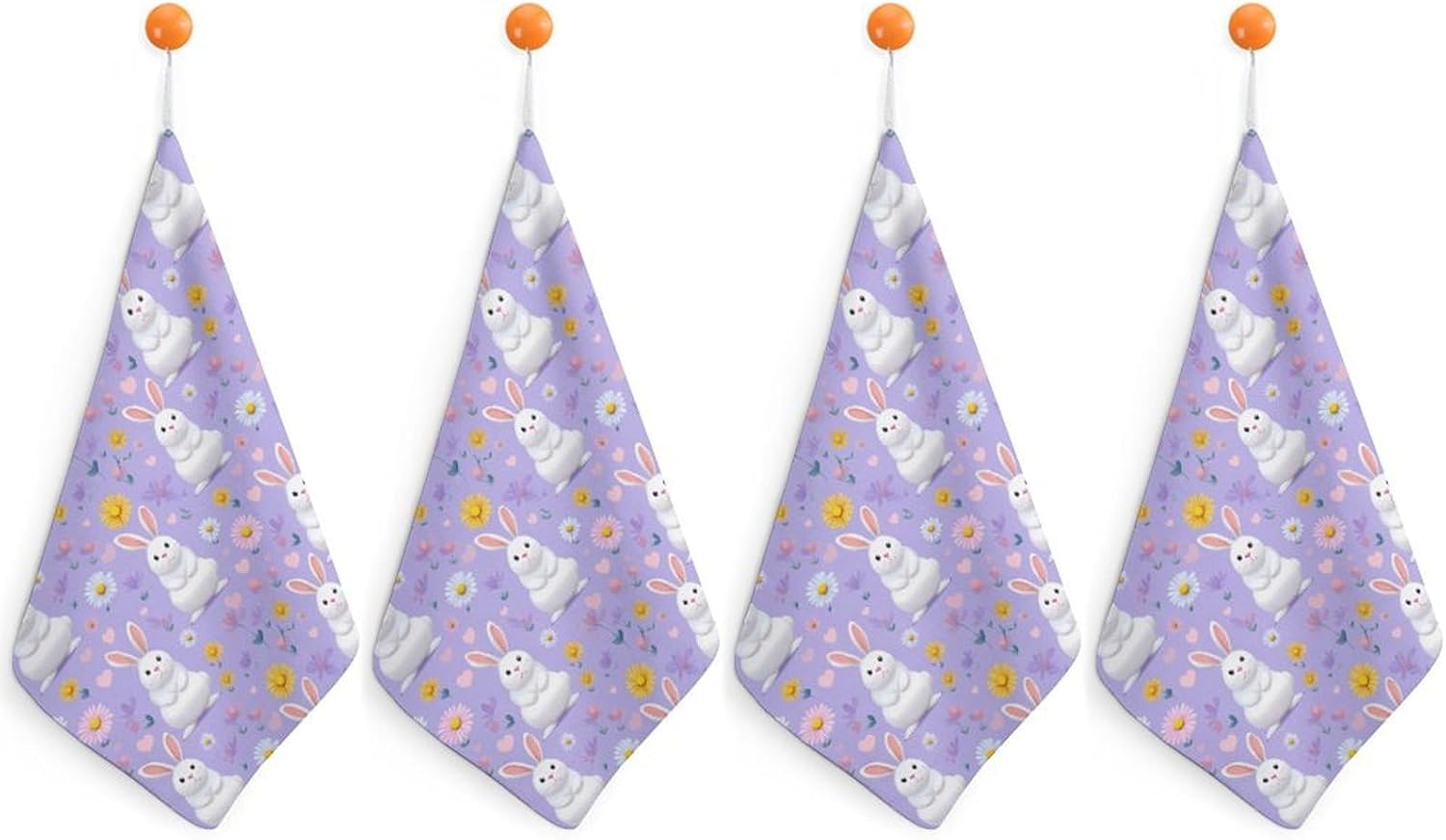 Floral Rabbits Bunny Flower Hand Towels for Bathroom Handkerchief | Absorbent,with Hanging Loop,Kitchen Towels,for Home Hotel,Soft