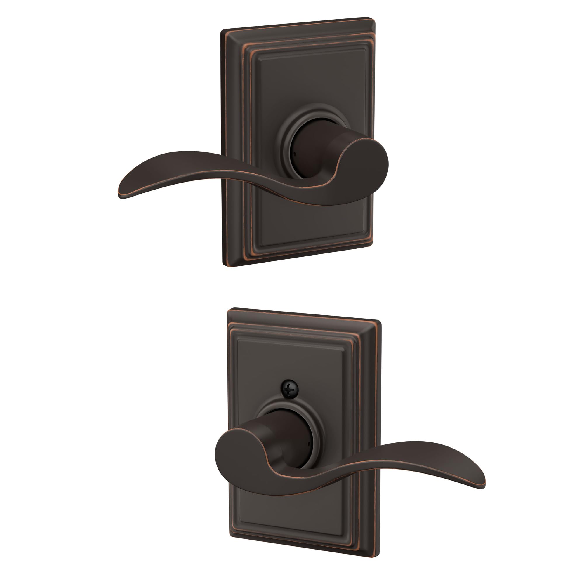 Schlage F10 ACC 716 ADD Accent Door Lever with Addison Trim, Hall & Closet Passage Lock, Aged Bronze
