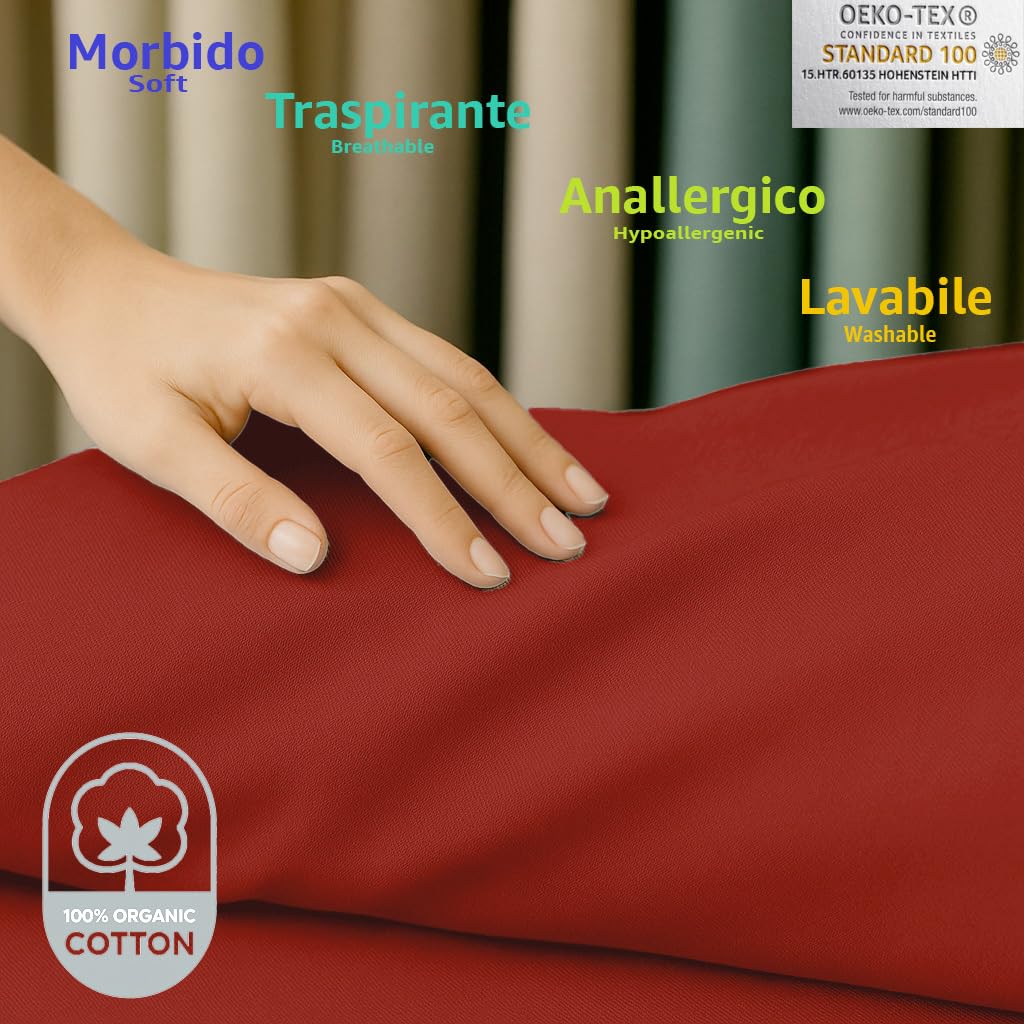 Byour3 - Funda De Sofá 3 2 4 1 Plazas 100% Algodón Puro Ligero Rectangular Tela Sofa Cubre Todo Recubrimiento Sofás También por Forma de L U Chaise Longue Derecho Izquierdo (Rojo, 2 Plazas)