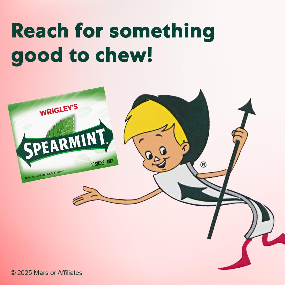 WRIGLEY'S Spearmint Chewing Gum Bulk Pack - Individually Wrapped Gum, Bulk Pack of 10, 15-Stick Packs