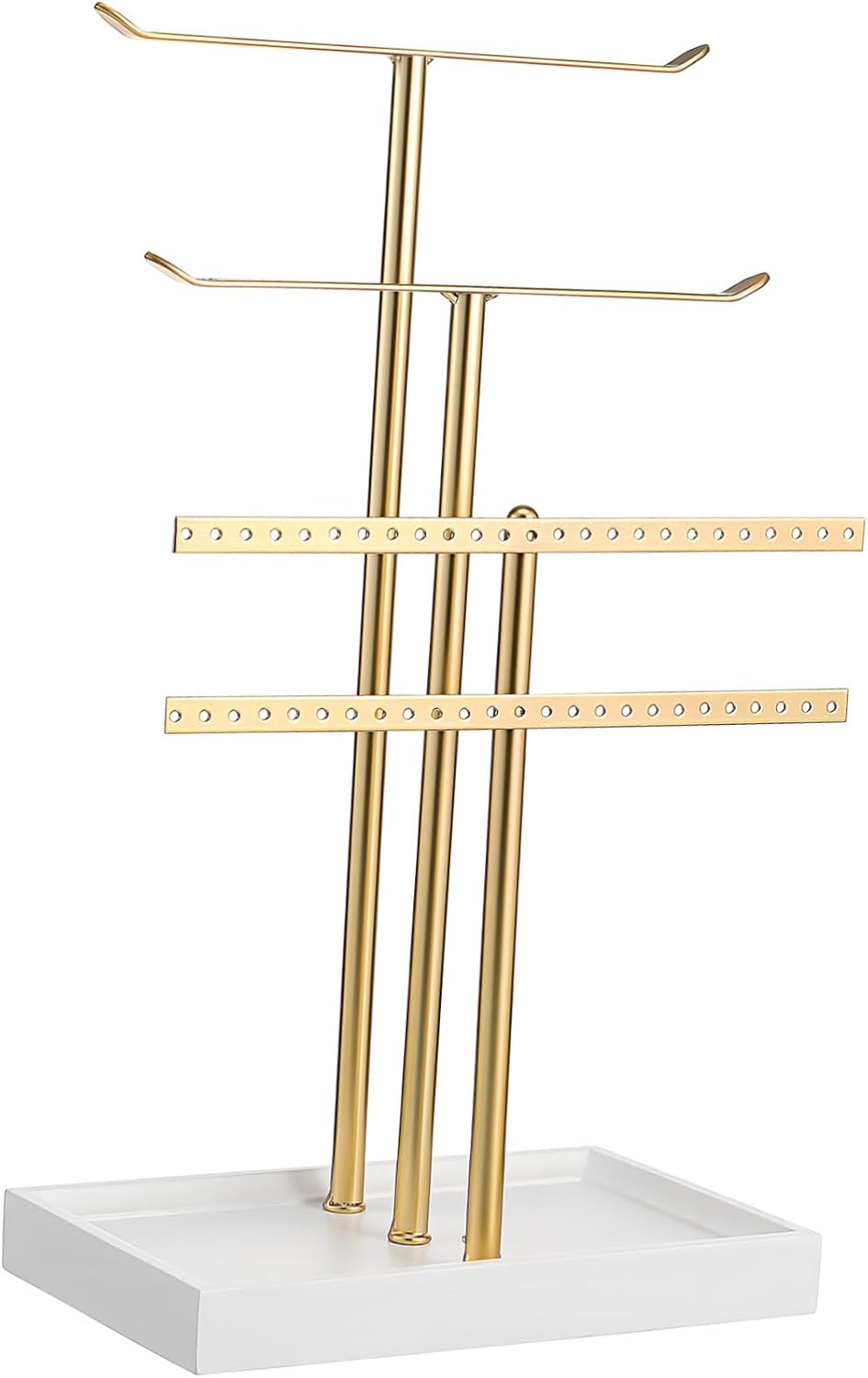 Tiered Jewelry Stand Organizer Metal Construction Necklace Display Rack Bracelet Holder Modern Design Easy Assembly