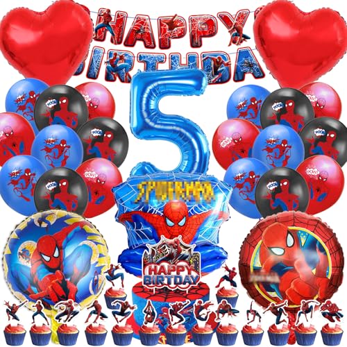 IRONIUM 38 peças conjunto de aniversário Spiderm 5 anos criança, decoração de aniversário Spiderm, balões de aniversário infantil, decoração balões para festa de aniversário crianças