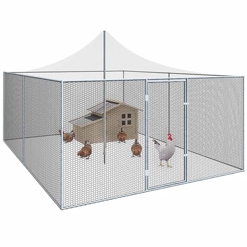 IDMarket Aviario 12 m² con Gallinero, 3x4 m de Alambre Galvanizado
