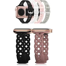 Braided Silicone Bands Compatible with Apple Watch 38mm 40mm 41mm 42mm 44mm 45mm 49mm for Women, Slim Thin Narrow Hollow-out Strap Cute for iWatch Ultra 2 Series SE 9/8/7/6/5/4/3/2/1 Women