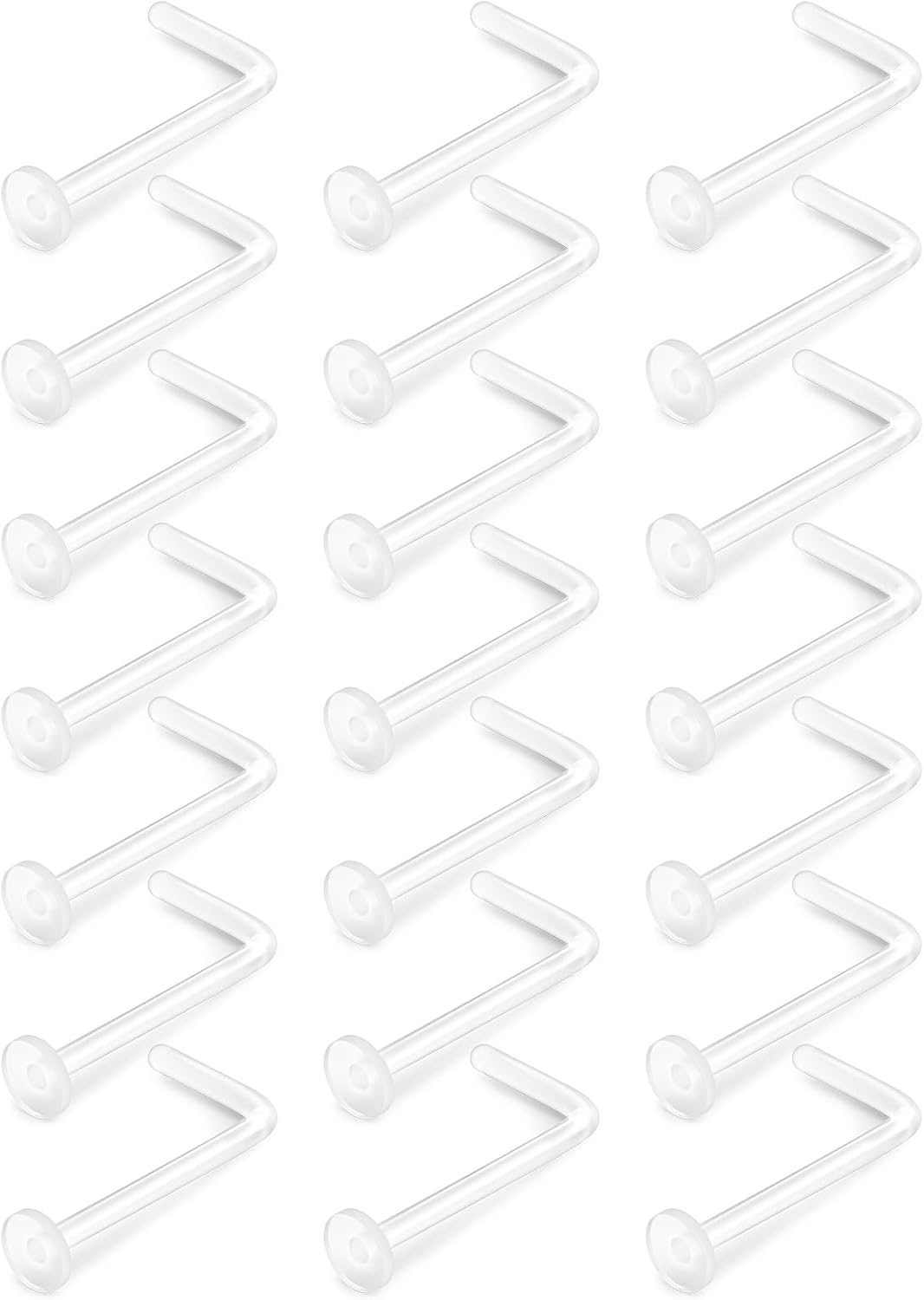 20G Clear Nose Rings Studs L Shaped Piercing Retainers for Sports & Work– Plastic Invisible Nose Piercing Jewelry 2mm 2.5mm 3mm