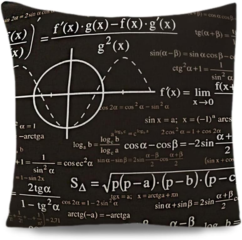 Math Teacher Appreciation Gifts for Men Women Math Teacher Pillow Case Gifts for Math Lovers for Kids Son Daughter Birthday for Friend Mathematician Gift Ideas Black Pillowcase 18x18