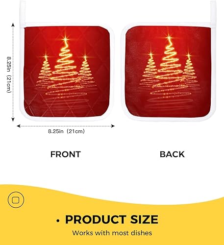 Miniatura 3 de Juego de 2 soportes para ollas de Navidad para cocina, platos para horno, tapete a prueba de calor con lazo para colgar, agarraderas de tela de rizo