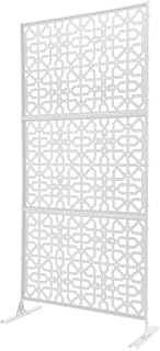 3 Ft W X 6 Ft H Outdoor Privacy Fence Screen and Panels,Decorative Fence Panels,Metal Fence Privacy Screens for Patio,Garden,Balcony (White-Chinese Knot)