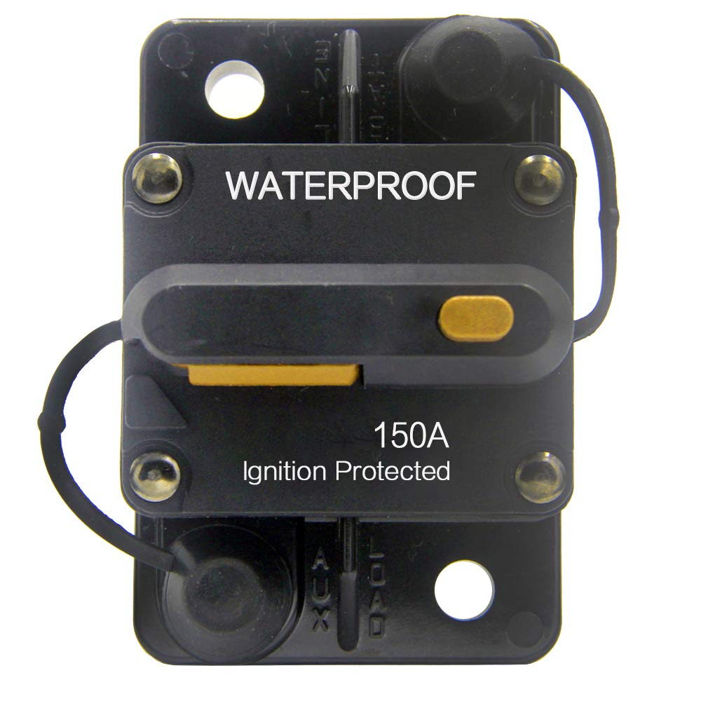 ZOOKOTO 12V-42VDC Waterproof 50A-300A Circuit Breaker with Manual Reset Inline Fuse Inverter Fuse Holder for Marine Trolling Motors Boat ATV Manual Power（50A）