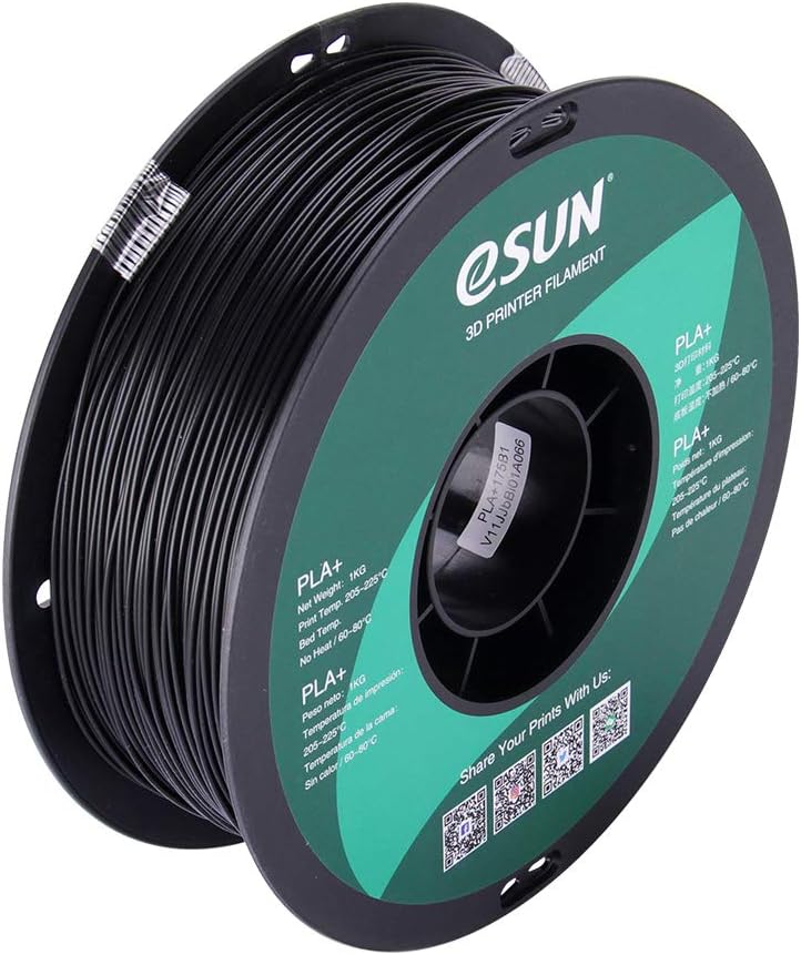 eSUN PLA+ Filament 1.75mm | Crack Resistant - Smooth Finish PLA | Filament For FDM 3D Printers | PLA PLUS Roll Tolerance Within +/-0.05mm (Black)