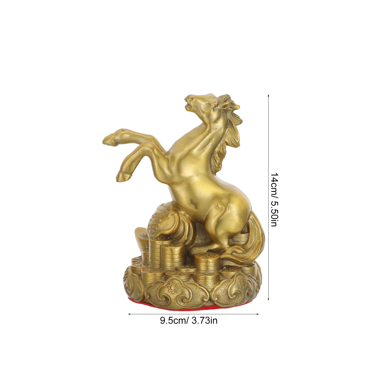 Healifty Messingpferd Stehende Figur, Chinesisches Tierkreiszeichen, Gold