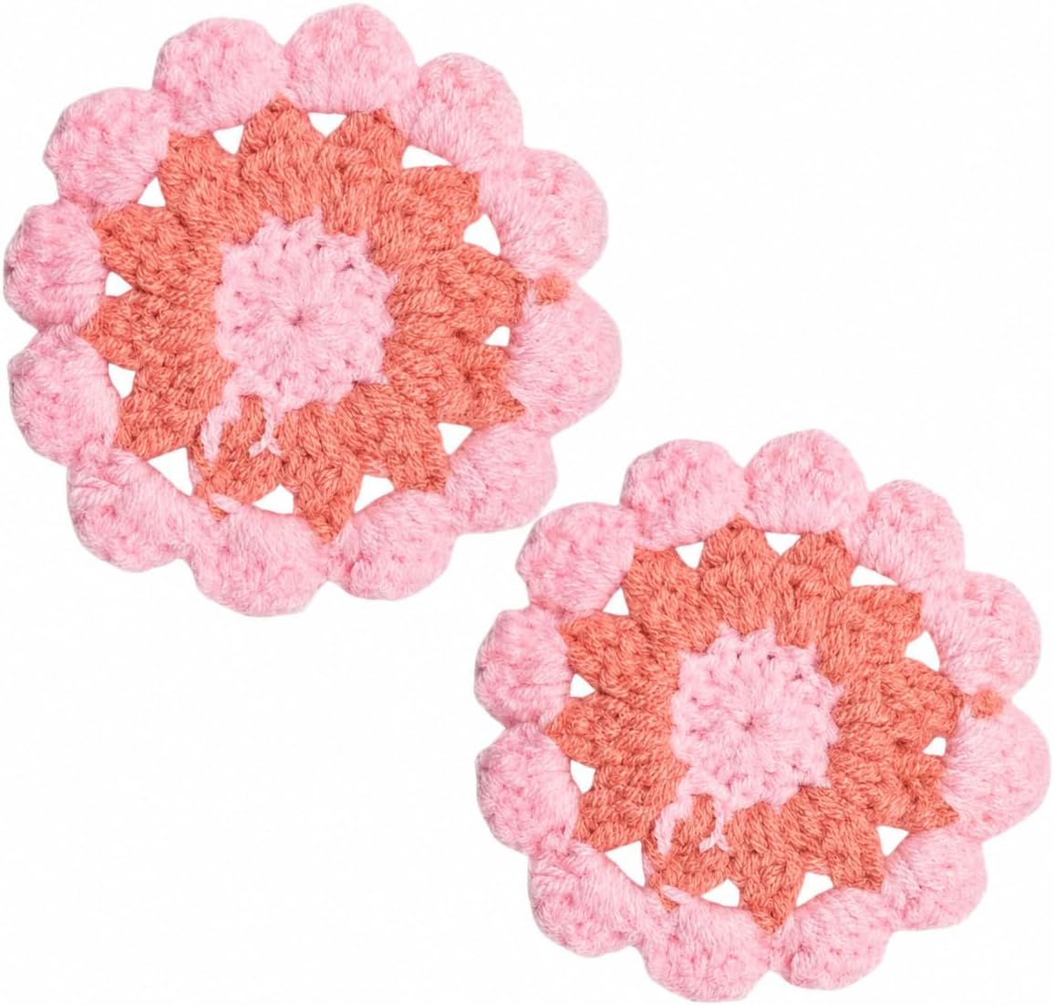 2PCS Flower Car Pad for Cup Holders, Cute Automotive Cup Holder Insert Pad Decoration, Soft Absorbent Vehicle Interior Drink Mat Accessories for Car, Home (Pink)