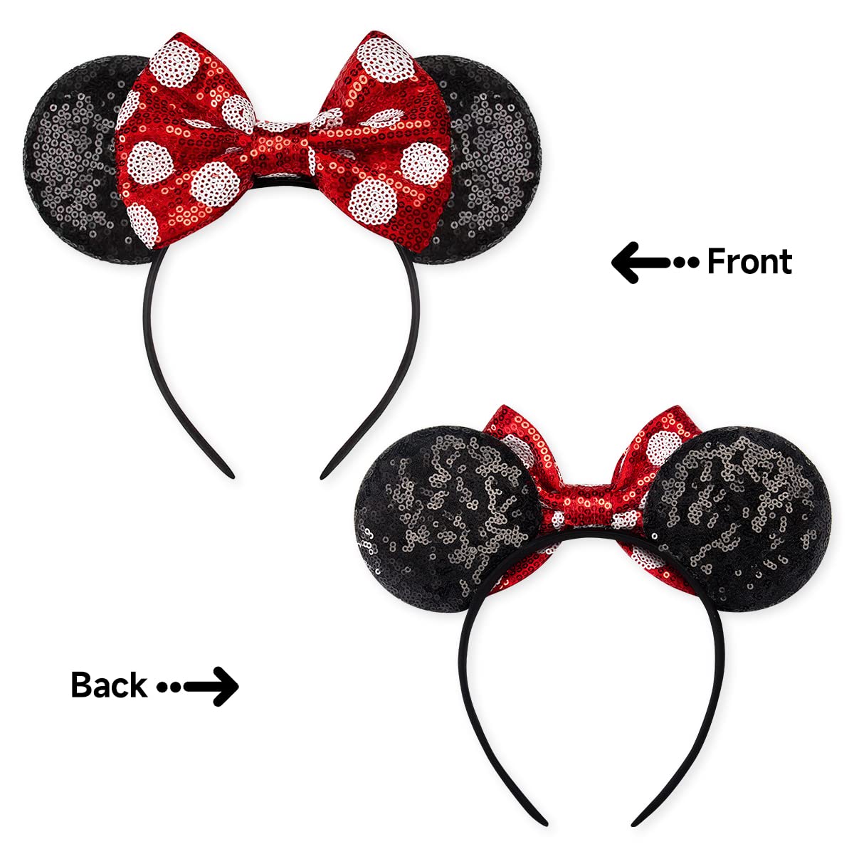 Disney Sequin Blue and Red Polka Dot Minnie Mouse Ears Headband Blue Sequin Minnie Mouse Ears Headband, Polka Dot Baby  main image 3