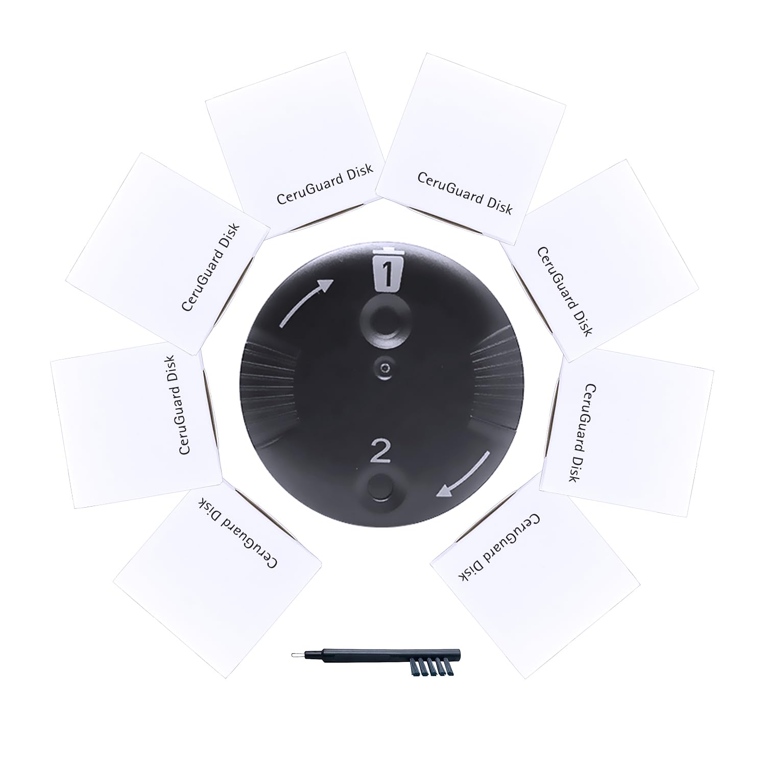 8 Packs Wax Guards for Phonak Cerushield Marvel Paradise and Unitron RIC RITE Hearing Aids - CeruGuard Disk Filters with Cleaning Brush and Carry Case