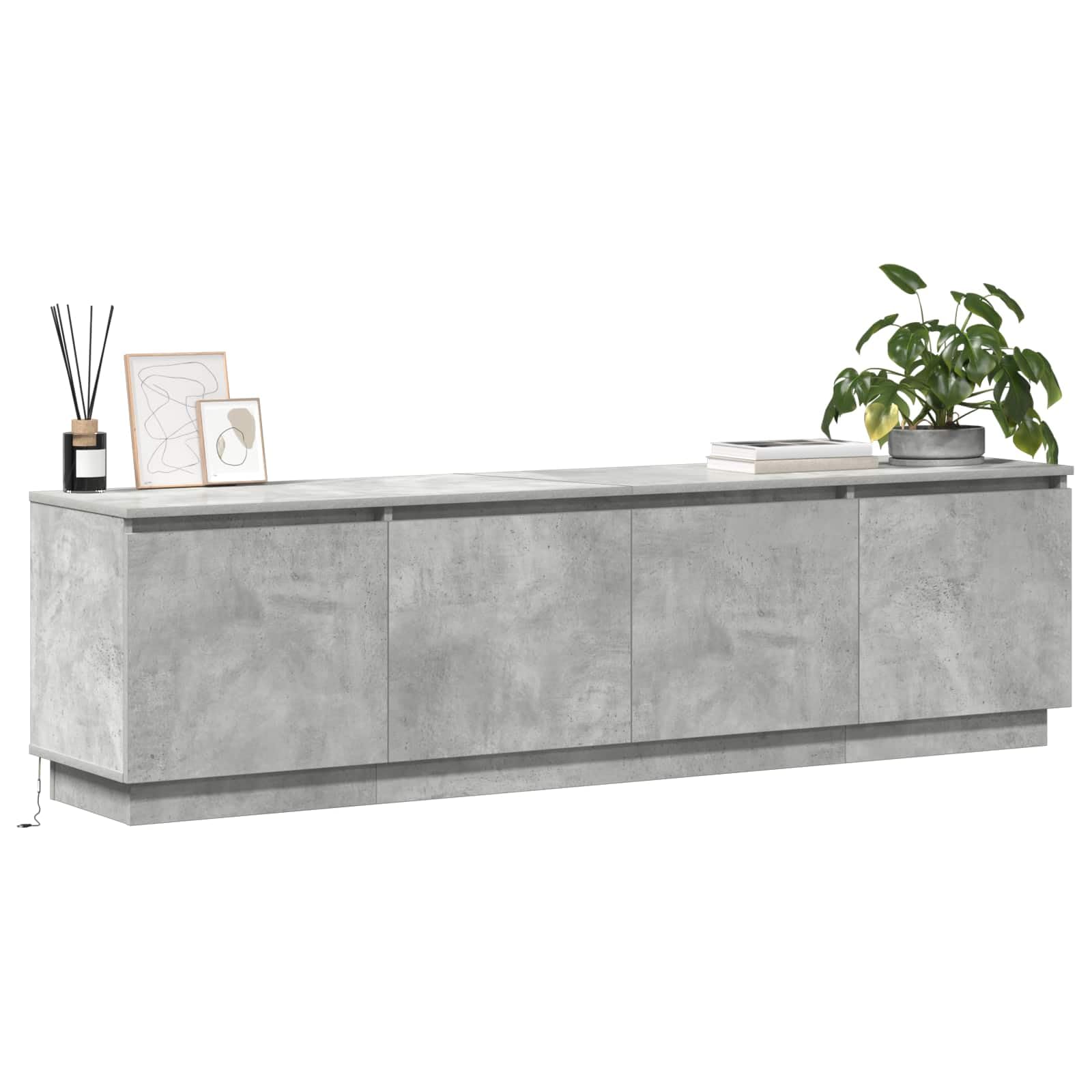 Madera Resistente Con Iluminación LED Estilo Moderno Gris 180x38x49cm