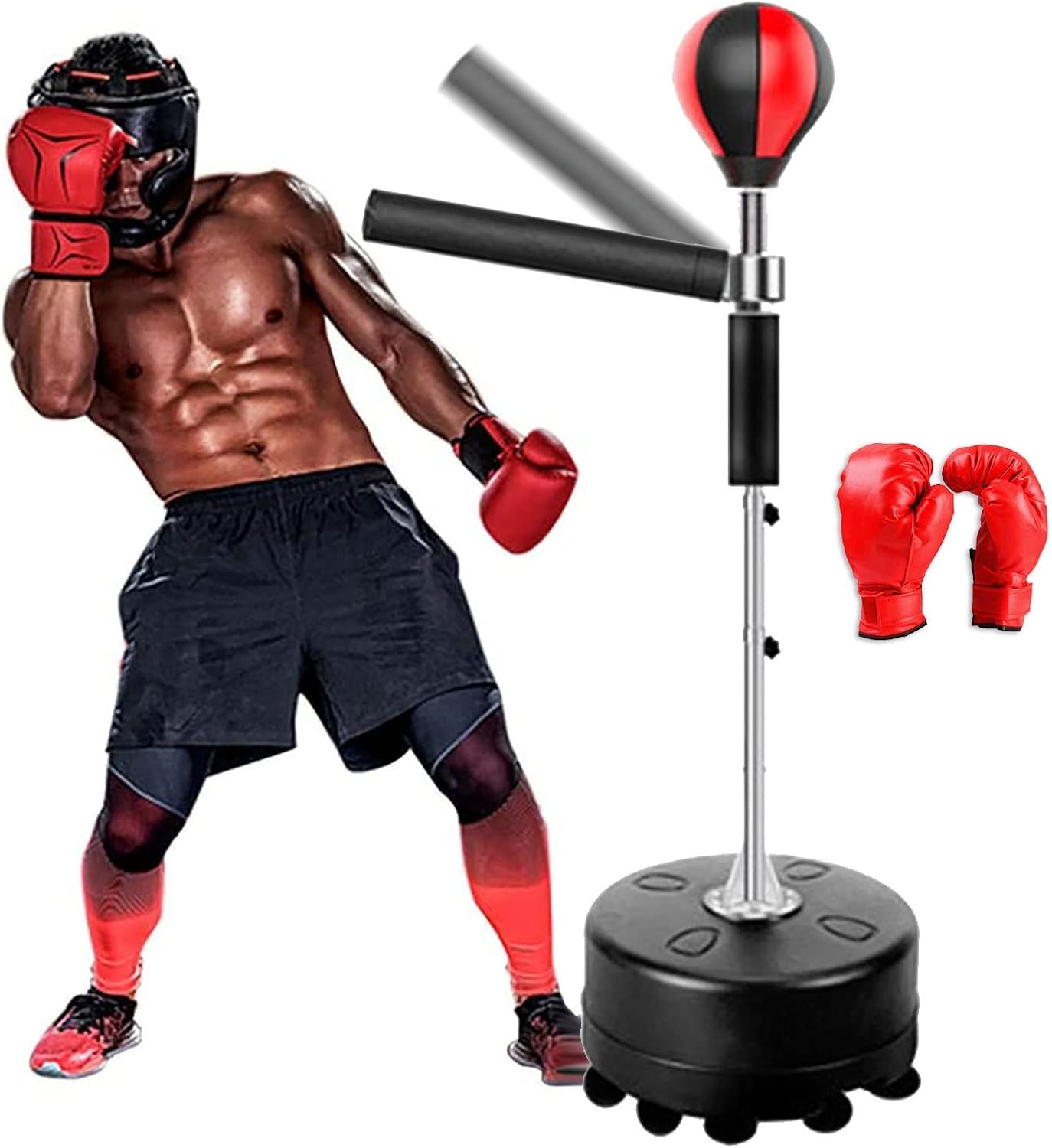 YLWX Reflex Punching Bag with Stand for Adults, Kickboxing Bag with Spinning Bar
