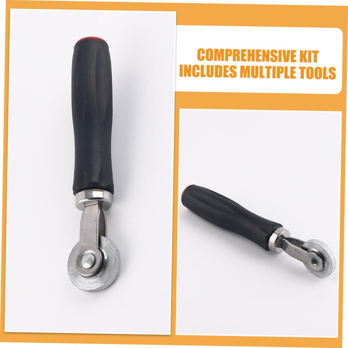 Kit Riparazione Pneumatici Auto Nero Compatto Metallo | Rullo a Pressione e Testina a Tazza, Struttura Robusta, Uso Professionale, da Tenere nel Bagagliaio