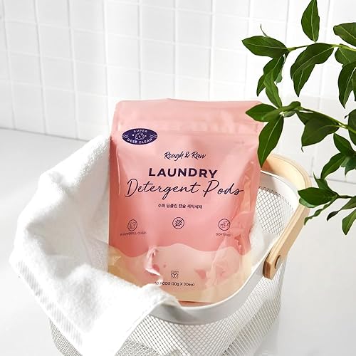 Miniatura 8 de ROUGH & RAW, Cápsulas de detergente para ropa, flor de cerezo, rosa, alta eficiencia, refuerzo de aroma, 30 unidades