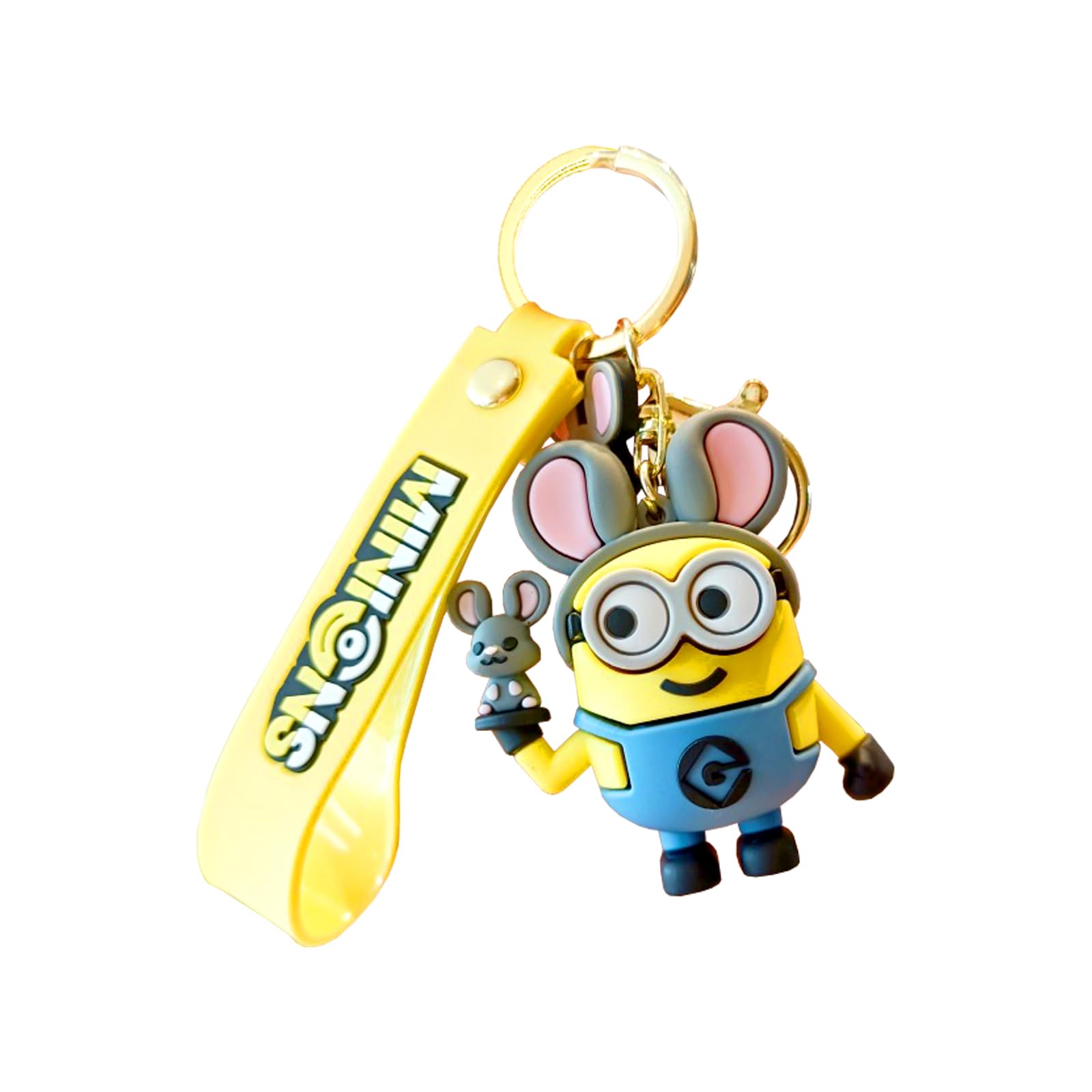 wopin1 Big-Eyed Cute Yellow Cartoon Character Keychain Wristband Backpack Decoration Cute Silicone Pendant Children'S and Ladies Keychain