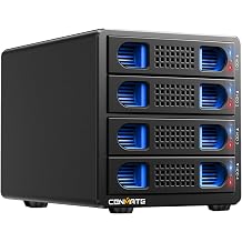 CENMATE Aluminum 2*2 Bay Hard Drive RAID Enclosure with Cooling Fan for 2.5/3.5" SATA HDD/SSD with USB A/C 3.0, Tool-Free HDD Enclosure, 4 Modes