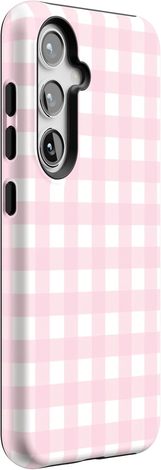 Casely Galaxy S24 Case | Pink Plaid | Sunday Best | Essential Slim Dual-Layer Protective Design