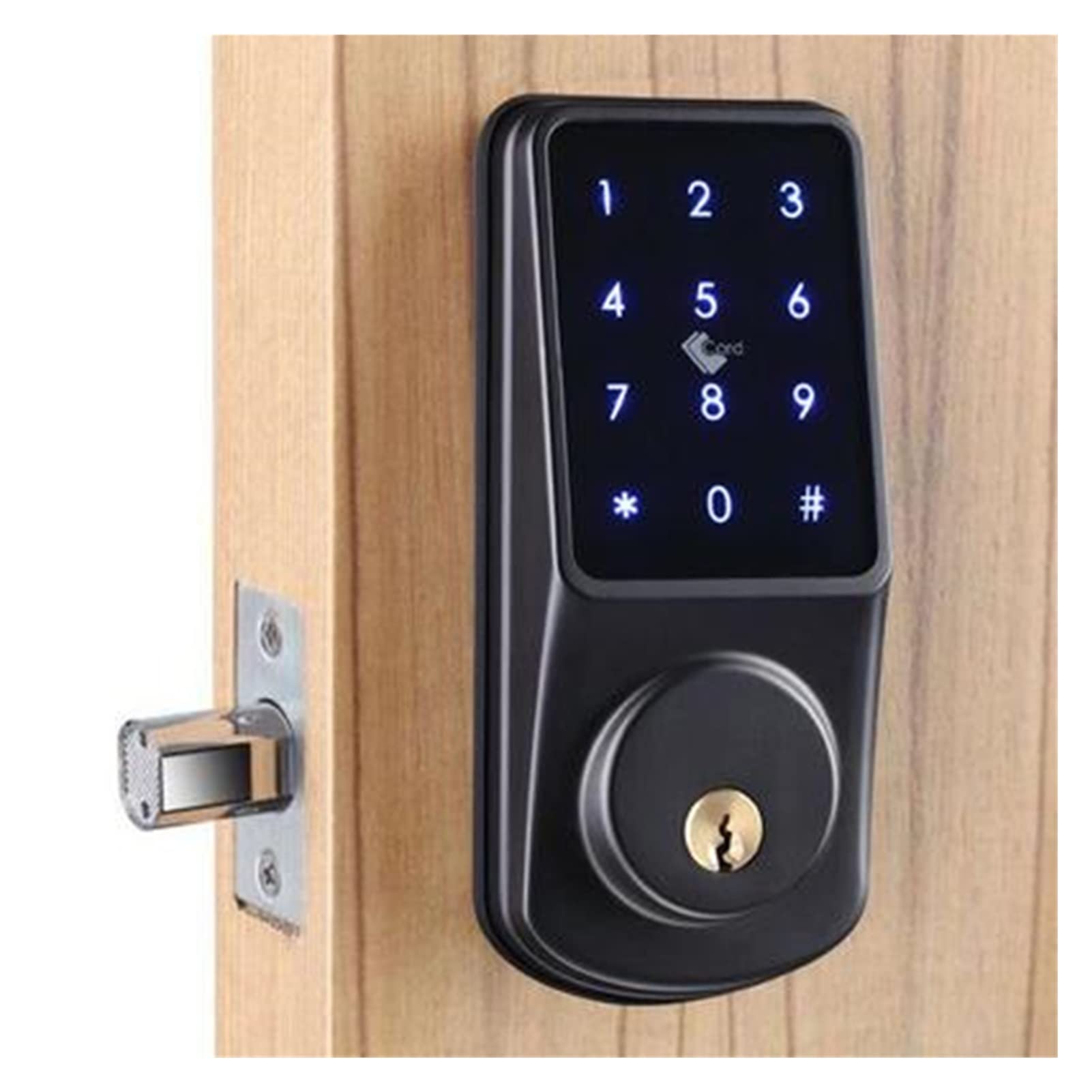 Inteligentny zamek do drzwi, Deadbolt Lock Smart Electronic Door blokuje zdalne odblokowanie App Mądry Ic Karta do domu inteligentnego(Nero)