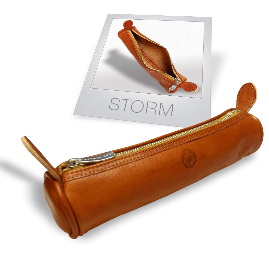 Sonnenleder "Storm" High Quality Leather Pen Holder Roll, Color: Natural, Natural Leather * Made in Germany