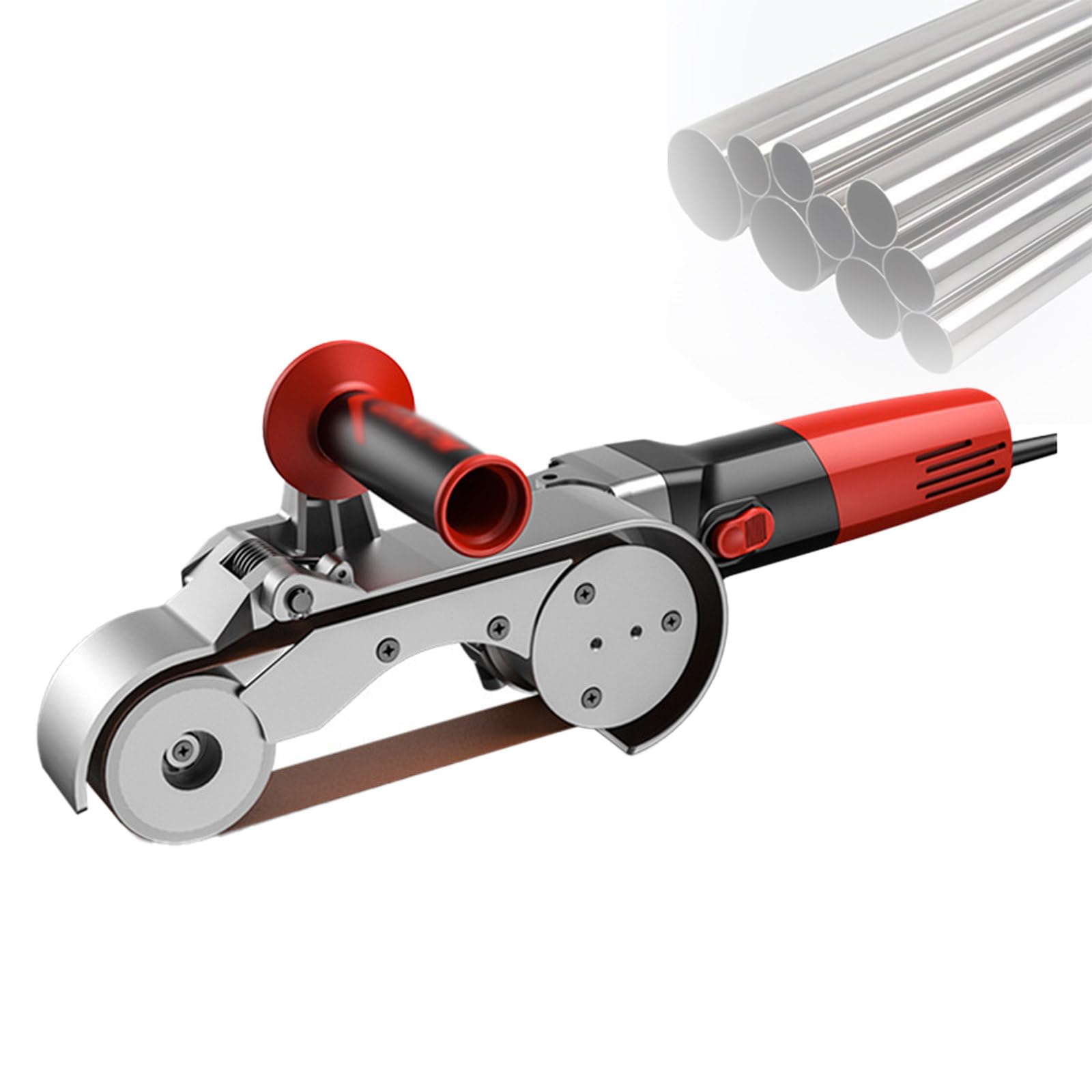Electric Stainless Steel Tube Polisher, Handheld Pipe Polishing Finishing Belt Sander with High Efficiency, for Burnishing Finishing 2-wheelpolishingmachine