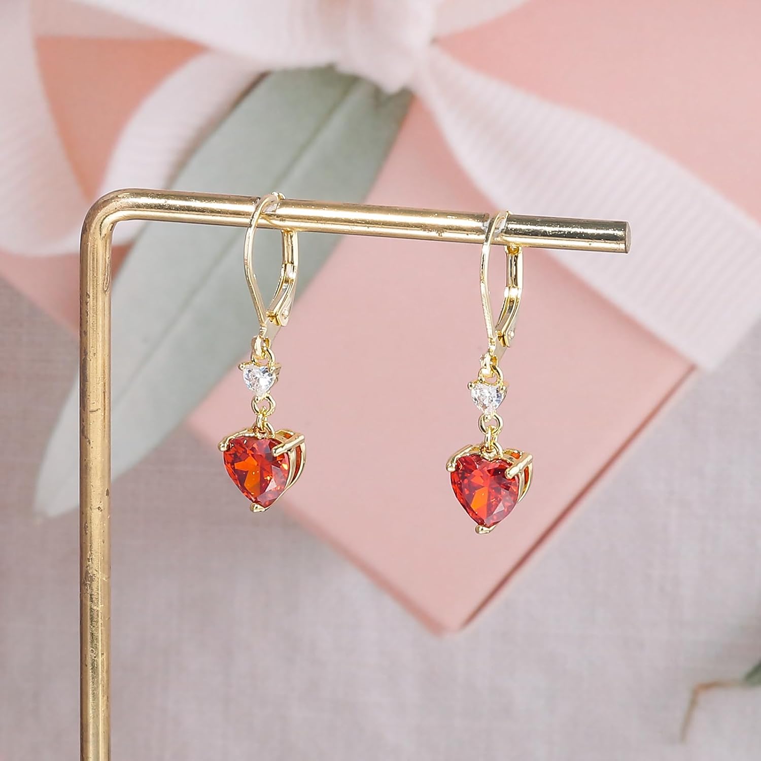 CiNily Heart-Cut Drop Dangle Earrings for Women 14K White Gold Plated Cubic Zirconia Simulated Diamond Dangle Earrings Jewelry Gifts for Mothers Day Weddings Birthday Party - Image 4