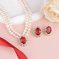 Vista 3 de Sisslia Juego de joyas de perlas para el día de San Valentín, collar de perlas de agua dulce, conjuntos de joyas para mujer, cadena en capas, collar