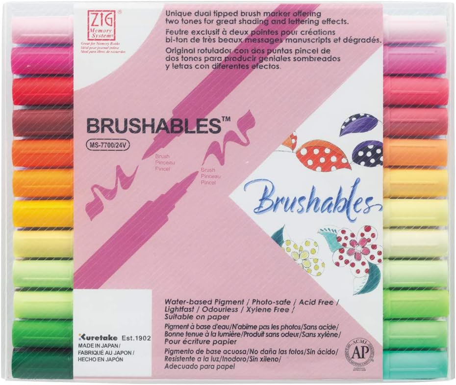 KuretakeZig MS770024V Memory System Two-Toned Brushables Colour Set - Set of 24, Felt Tip
