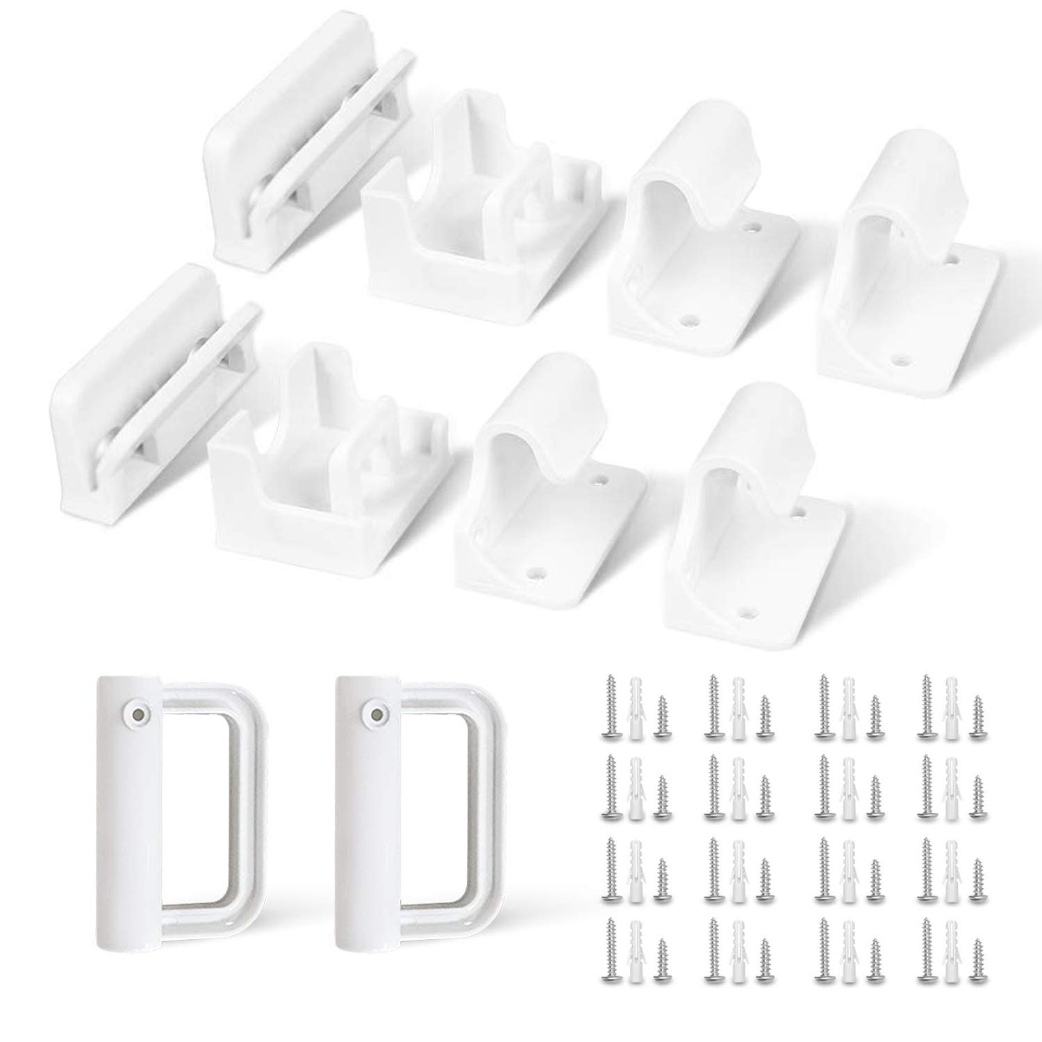 Betertek Hardware Replacement Accessories Brackets for Retractable mesh Baby and pet Gates Full Set Wall Mounting Parts Kit.