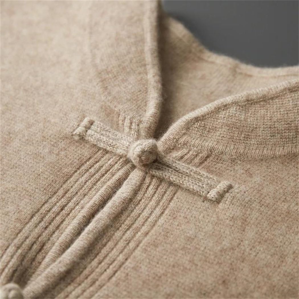 Men’s 100% Cashmere Cardigan Mock Neck Sweater Thick Solid Pockets Button Knit Layered Top