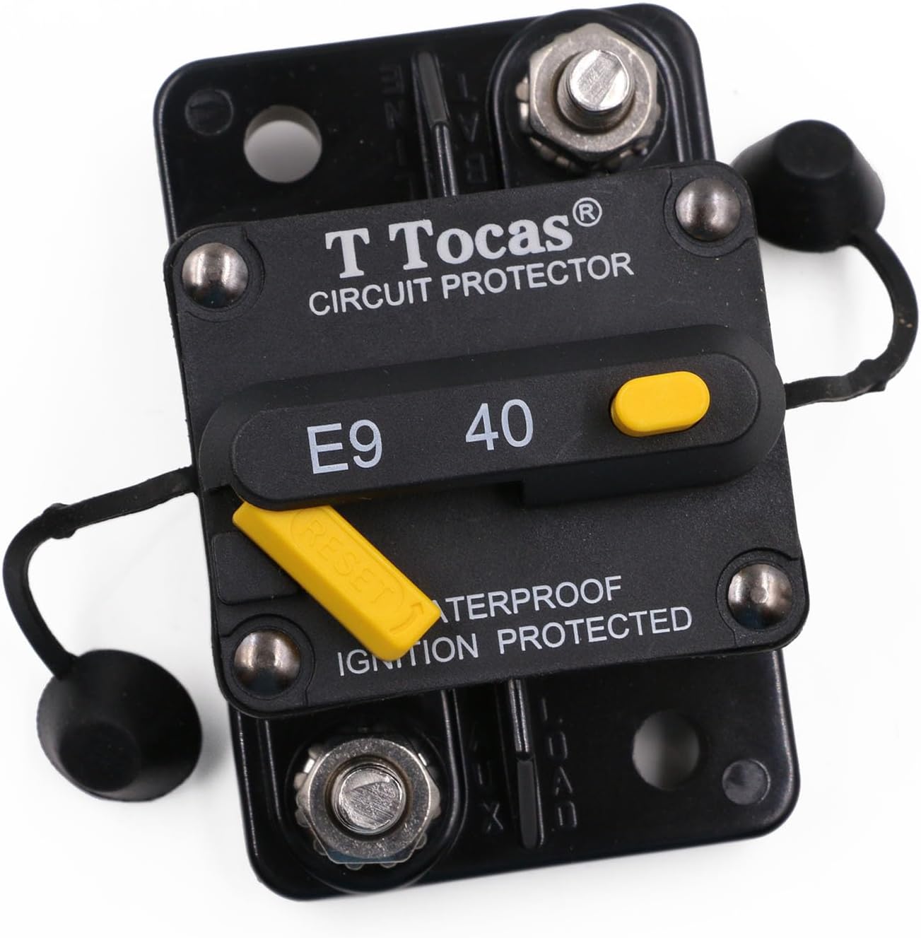 E9 40A Amp Car Circuit Breaker with Manual Reset for Boat Automotive Marine RV Truck Solar System | 12V - 72V DC Overload Protection Switchable Waterproof